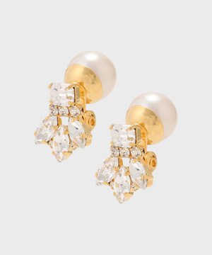  ビジューパールイヤークリップ