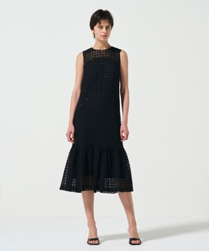  チュールチェックワンピース