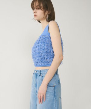  フリンジニットベアトップ