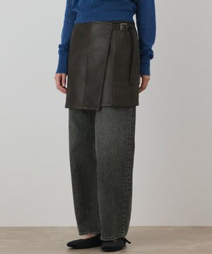  フェイクレザーラップスカート