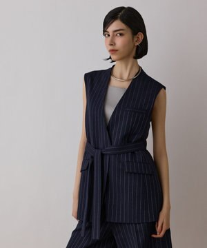  ストライプノーカラージレ