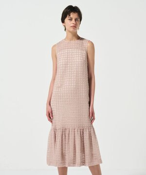  チュールチェックワンピース