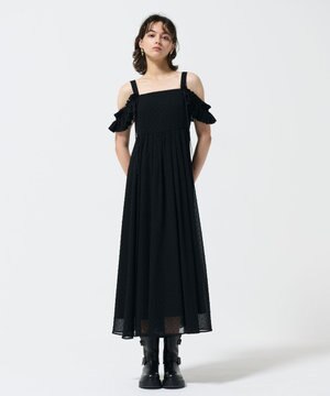  ドットジャガードノースリーブワンピース