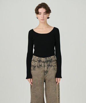  リブニットトップ