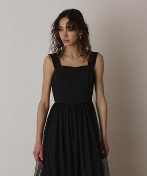  チュールコンビティアードワンピース