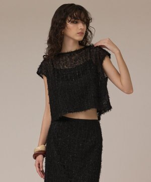  バックフレアチュールトップ