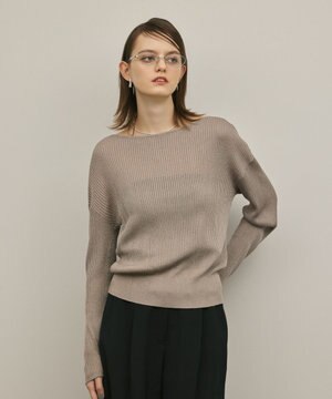  ラメリブクルーニットトップ