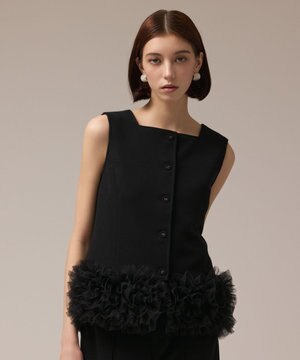  チュールヘムカットトップ