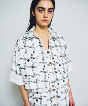  チェックツイードショートジャケット