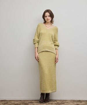  ラメフェザーニットスカート