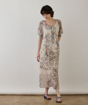  スカーフプリントドレス