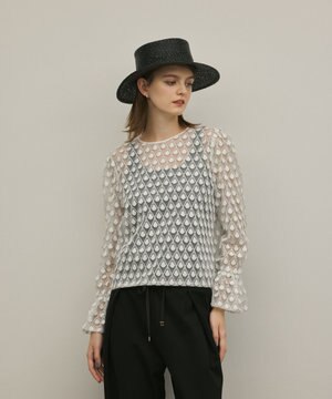  モチーフチュールブラウス