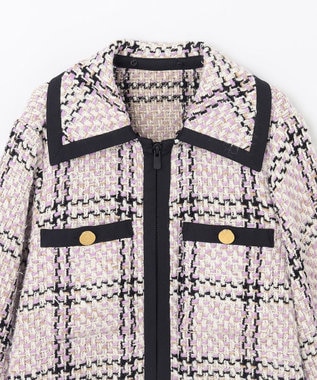 GRACE CONTINENTAL ツイードフーディーコート ラベンダー