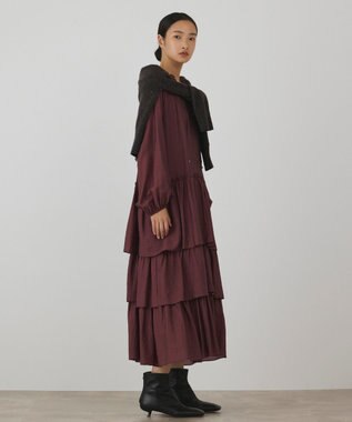 GRACE CONTINENTAL ヨウリュウティアードワンピース ボルドー