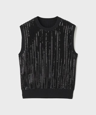 GRACE CONTINENTAL スパンコールニットノースリーブ ブラック