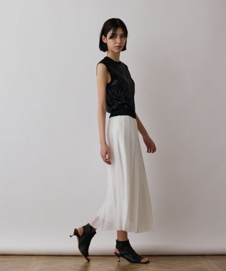 GRACE CONTINENTAL スパンコールニットノースリーブ ブラック