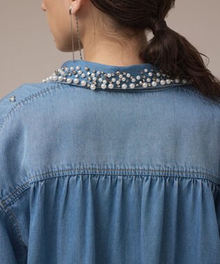 GRACE CONTINENTAL デニムハーフスリーブシャツ ブルー