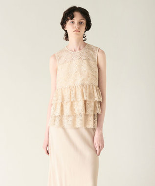 GRACE CONTINENTAL レースギャザートップ ベージュ
