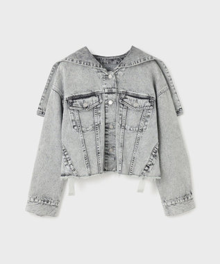 GRACE CONTINENTAL フードジップデニムジャケット グレー