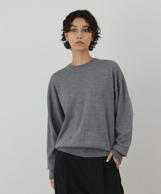 GRACE CONTINENTAL ウールスリットニットトップ グレー
