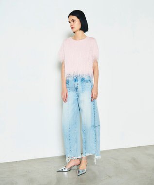 GRACE CONTINENTAL フリンジトップ ピンク