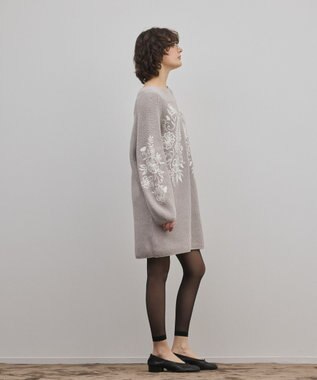 GRACE CONTINENTAL エンブロイダリーニットワンピース グレー