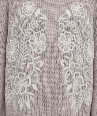 GRACE CONTINENTAL エンブロイダリーニットワンピース グレー