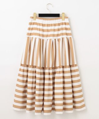 GRACE CONTINENTAL ボーダーコンビスカート キャメル