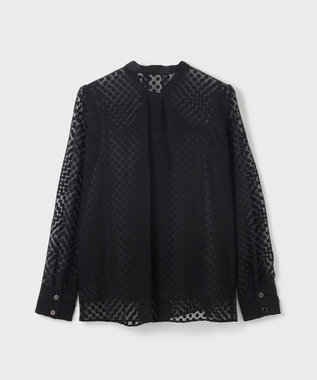 GRACE CONTINENTAL ドットオパールタイ付ブラウス ブラック