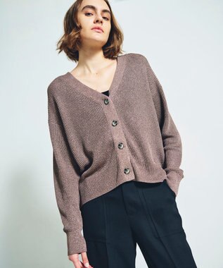 GRACE CONTINENTAL ラメニットカーディガン グレー