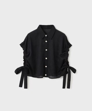 GRACE CONTINENTAL メッシュポンチョシャツ ブラック