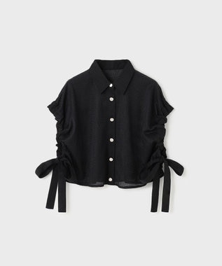 GRACE CONTINENTAL メッシュポンチョシャツ ブラック