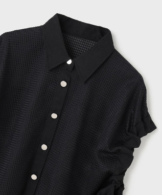 GRACE CONTINENTAL メッシュポンチョシャツ ブラック