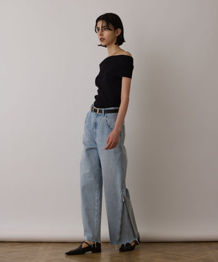 GRACE CONTINENTAL サス付zipデニムパンツ サックス