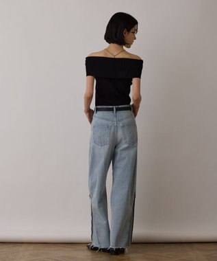 GRACE CONTINENTAL サス付zipデニムパンツ サックス