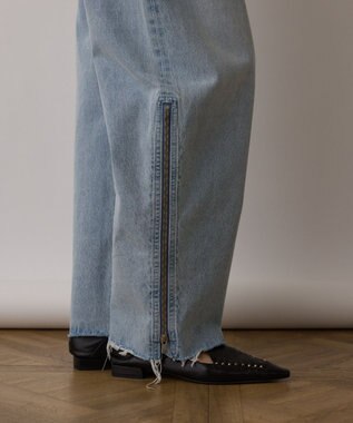 GRACE CONTINENTAL サス付zipデニムパンツ サックス