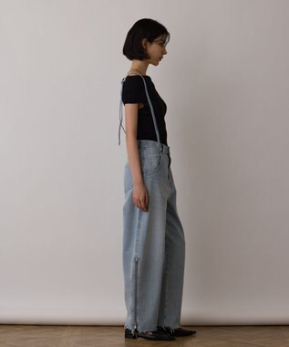 GRACE CONTINENTAL サス付zipデニムパンツ サックス
