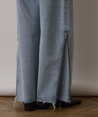 GRACE CONTINENTAL サス付zipデニムパンツ サックス