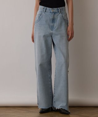 GRACE CONTINENTAL サス付zipデニムパンツ サックス