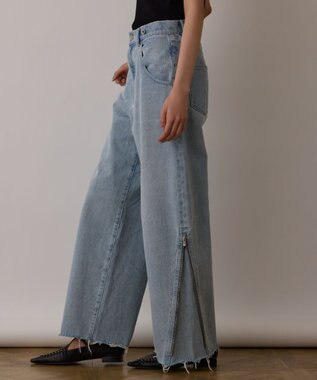 GRACE CONTINENTAL サス付zipデニムパンツ サックス