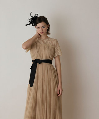 GRACE CONTINENTAL チュールプリーツドレス ベージュ
