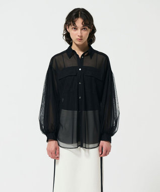 GRACE CONTINENTAL チュールレイヤードシャツ ブラック