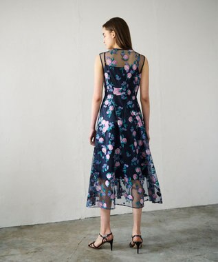 GRACE CONTINENTAL サマーフルーツ刺繍ワンピース ネイビー