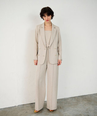 GRACE CONTINENTAL 麻調バックギャザージャケット ベージュ