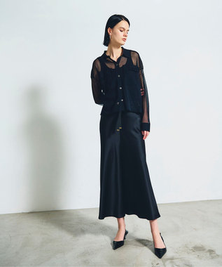 GRACE CONTINENTAL サテンバイアスロングスカート ブラック