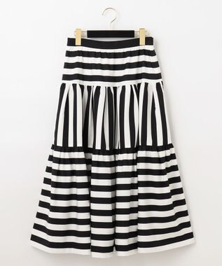 GRACE CONTINENTAL ボーダーコンビスカート ブラック