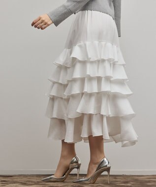 GRACE CONTINENTAL ティアードフリルスカート ホワイト