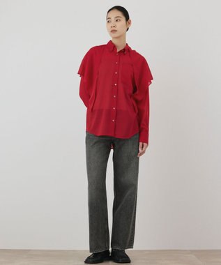 GRACE CONTINENTAL ストール付シャツ レッド