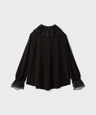 GRACE CONTINENTAL フェザーチュールカラーブラウス ブラック