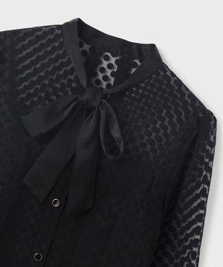 GRACE CONTINENTAL ドットオパールタイ付ブラウス ブラック